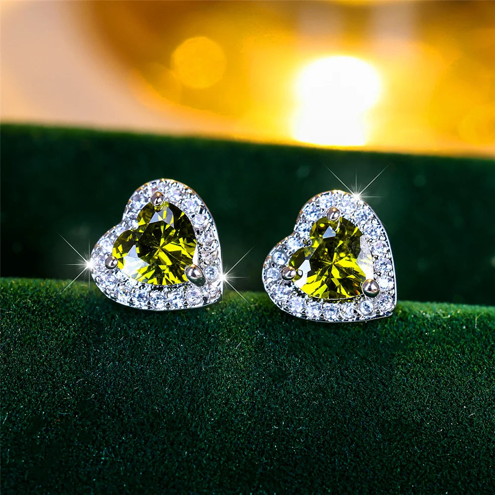 LUME Cute Black/Green/Red/White/Blue Small Heart Earrings