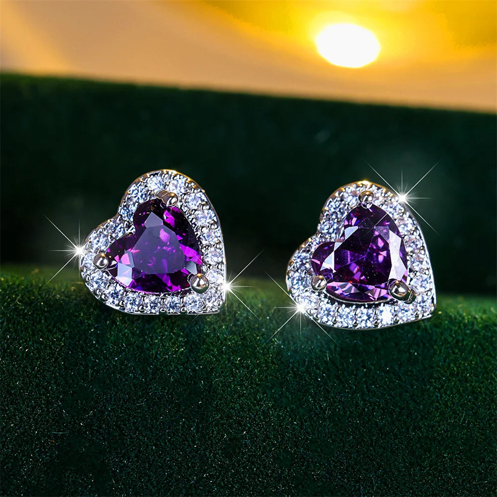 LUME Cute Black/Green/Red/White/Blue Small Heart Earrings