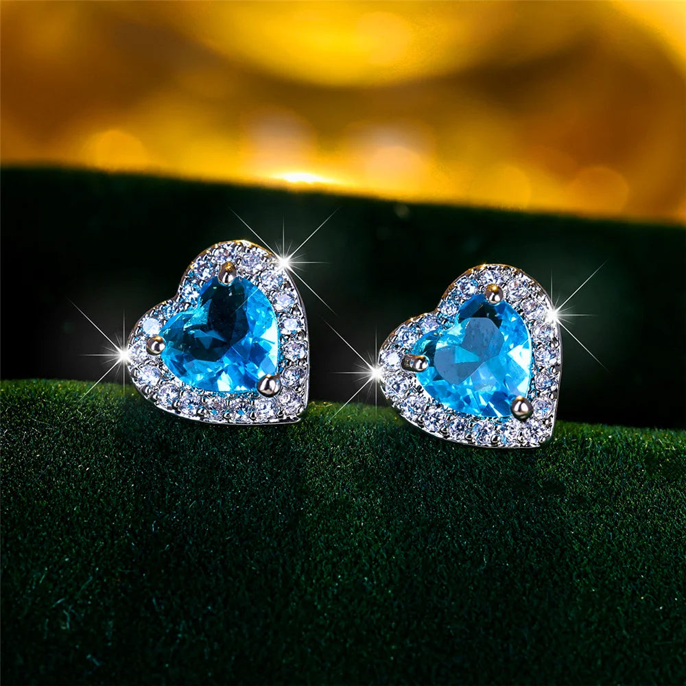 LUME Cute Black/Green/Red/White/Blue Small Heart Earrings