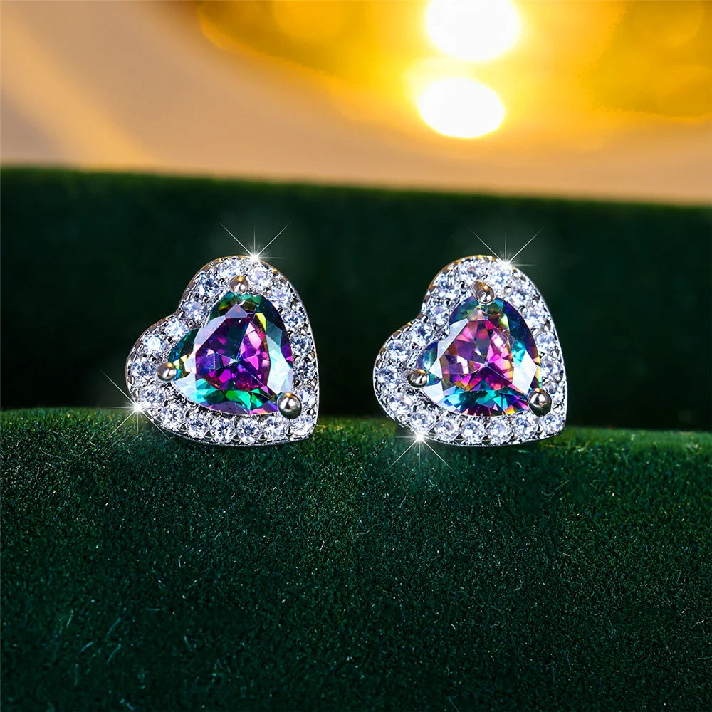 LUME Cute Black/Green/Red/White/Blue Small Heart Earrings