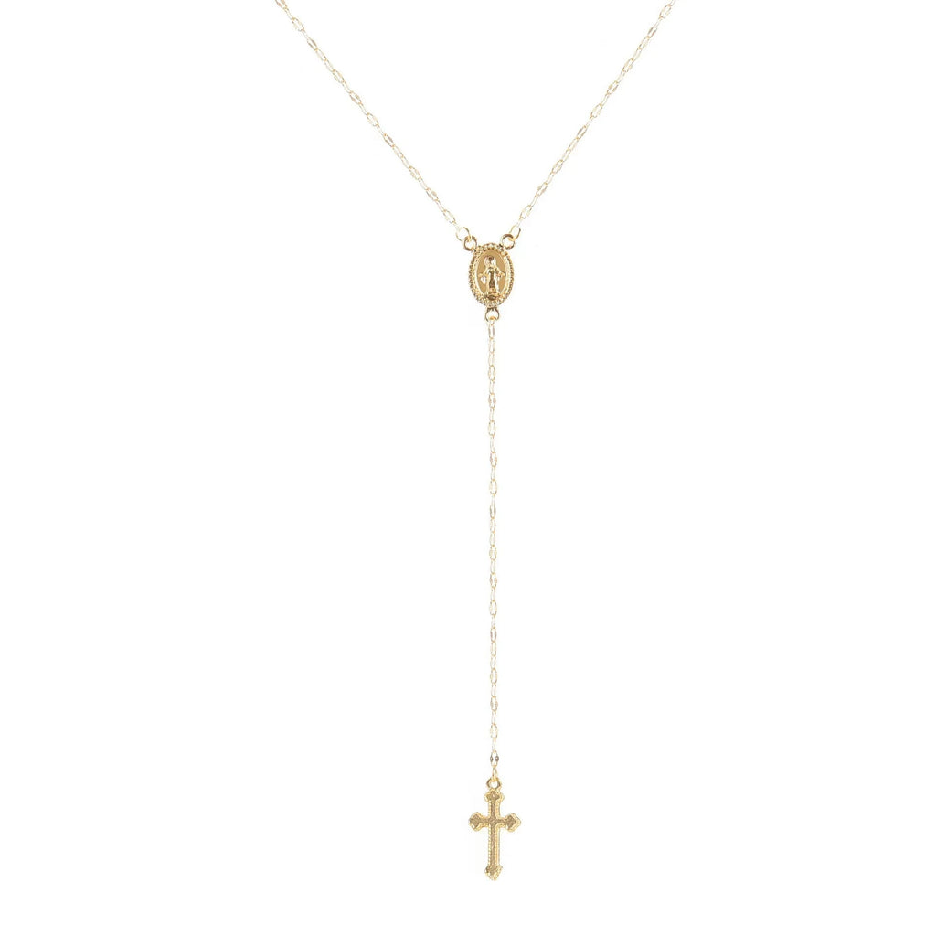 LUME Rosary Cross Pendant Gold & Silver & Rose Gold Necklace for Women