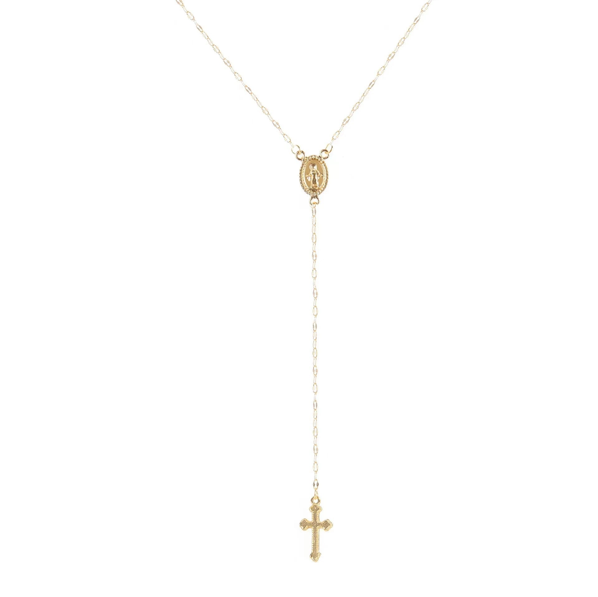 LUME Rosary Cross Pendant Gold & Silver & Rose Gold Necklace for Women