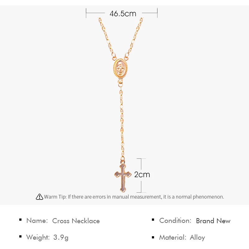 LUME Rosary Cross Pendant Gold & Silver & Rose Gold Necklace for Women