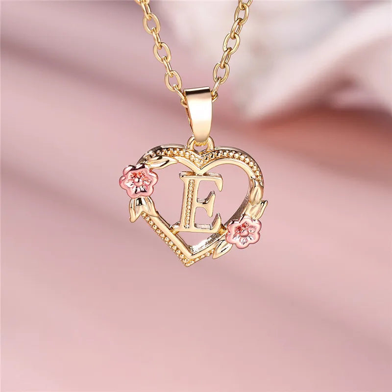 LUME A-Z Letter Flower Pendant Necklace