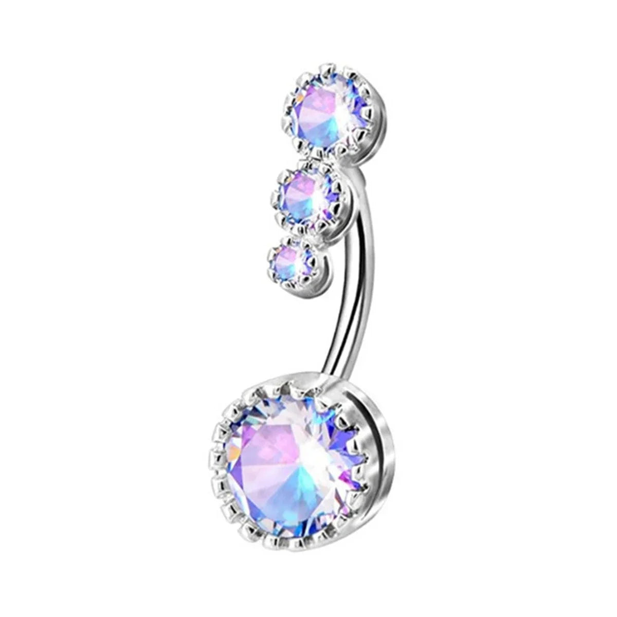 LUME Steel Crystal Heart Belly Button  Piercing