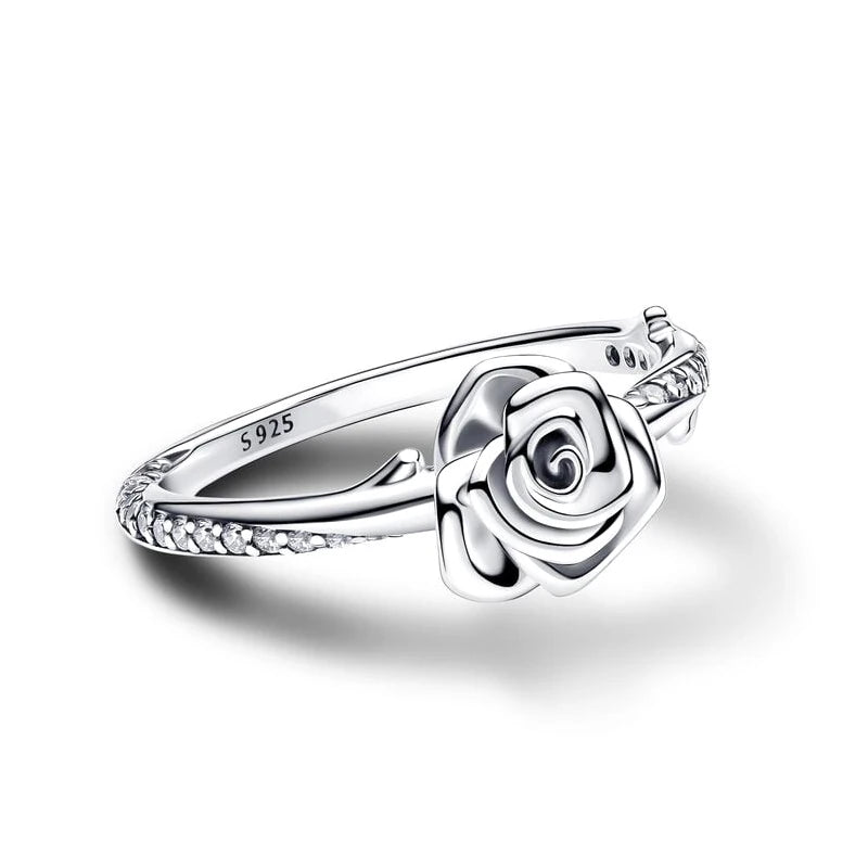 LUME Silver Rose in Bloom Ring