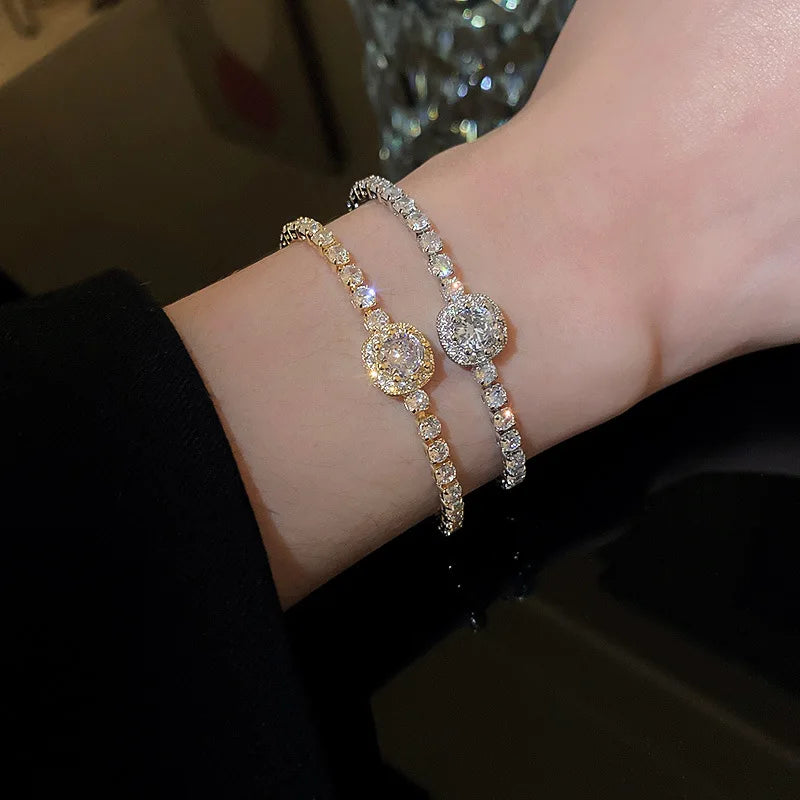 LUME Silver & Gold Rhinestones Bracelet